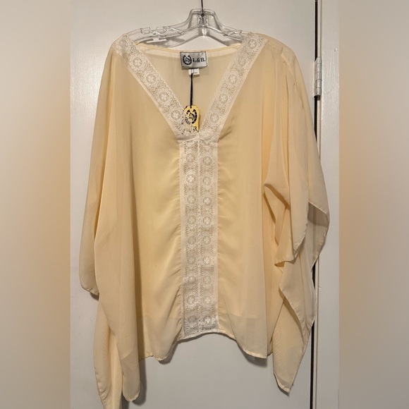 NWT L&B cream sheer blouse size L - Picture 1 of 4